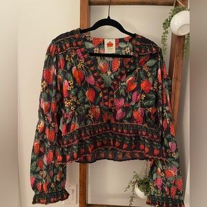 NWT Farm Rio Strawberry Printed Top
